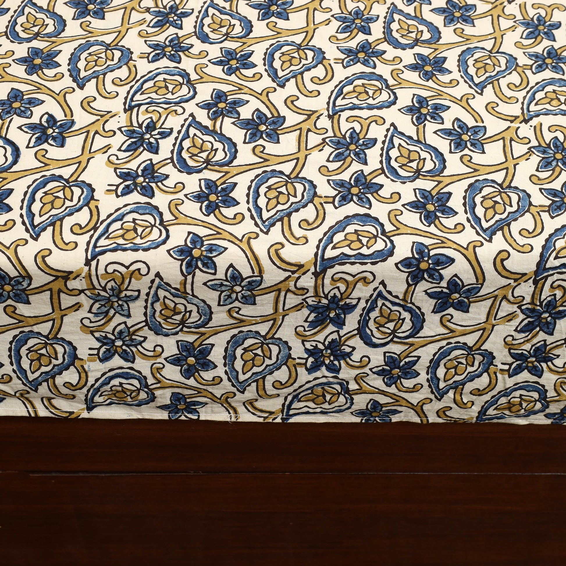 Beige - Patchwork Ajrakh Cotton Double Bed Sheet Set 12