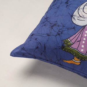 Blue - Hand Batik Printed Pure Cotton Cushion Cover (18 x 18 in)