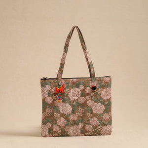 Brown - Handcrafted Quilted Cotton Hand Bag 02