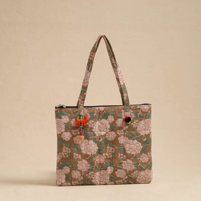 Brown - Handcrafted Quilted Cotton Hand Bag 02