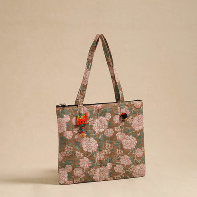 Brown - Handcrafted Quilted Cotton Hand Bag 02