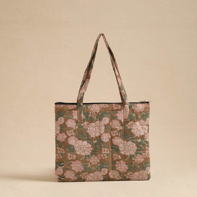 Brown - Handcrafted Quilted Cotton Hand Bag 02
