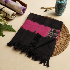 Black - Jhiri Handloom Shibori Tye-Dye Pure Cotton Towel