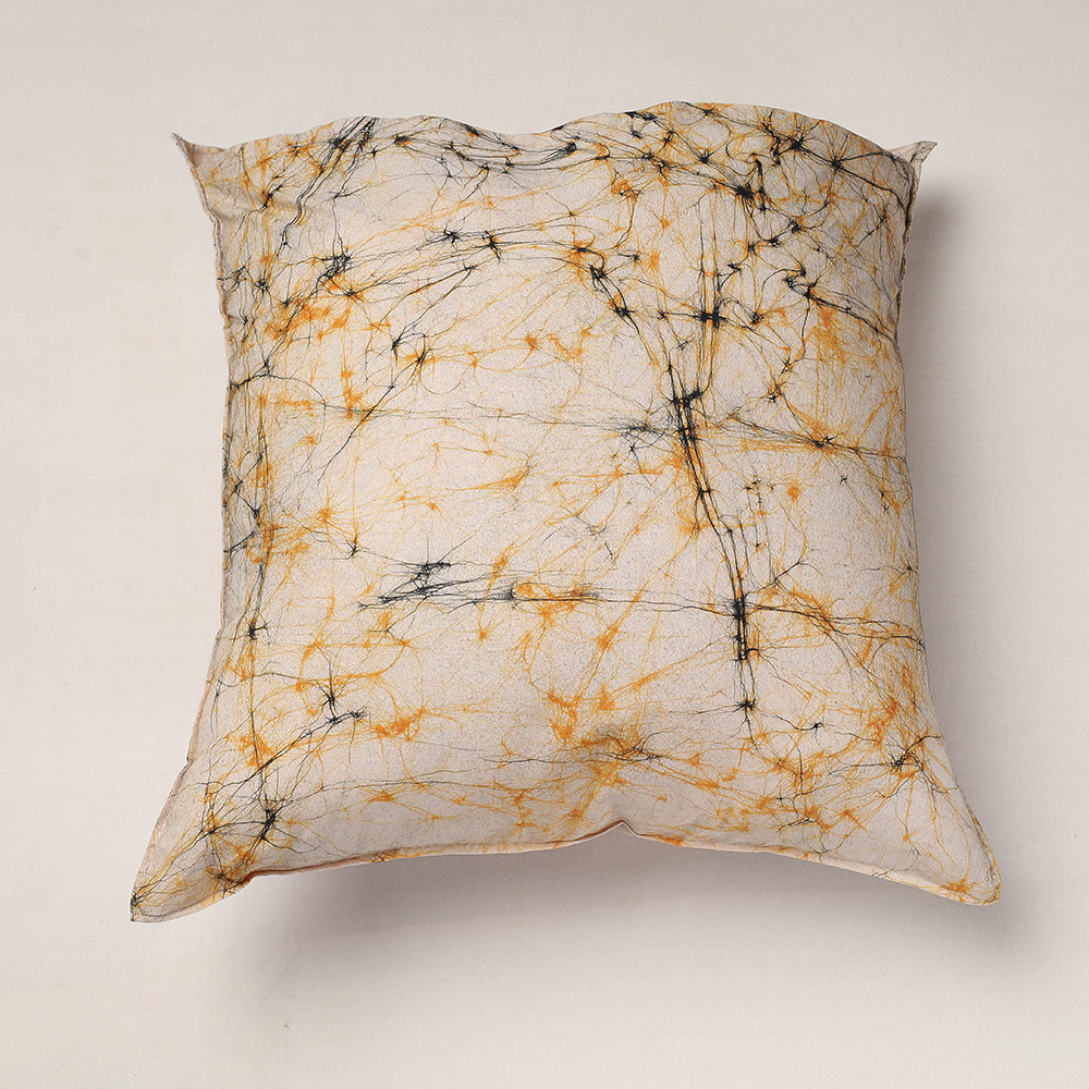 Beige - Hand Batik Printed Pure Cotton Cushion Cover (18 x 18 in)