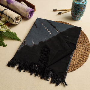 Black - Jhiri Handloom Shibori Tye-Dye Pure Cotton Towel