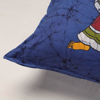 Blue - Hand Batik Printed Pure Cotton Cushion Cover (18 x 18 in)