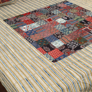 Beige - Patchwork Ajrakh Cotton Double Bed Sheet Set 15