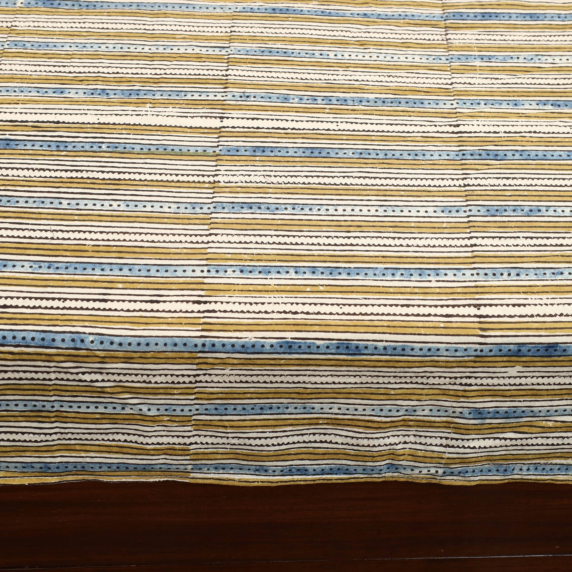 Beige - Patchwork Ajrakh Cotton Double Bed Sheet Set 15