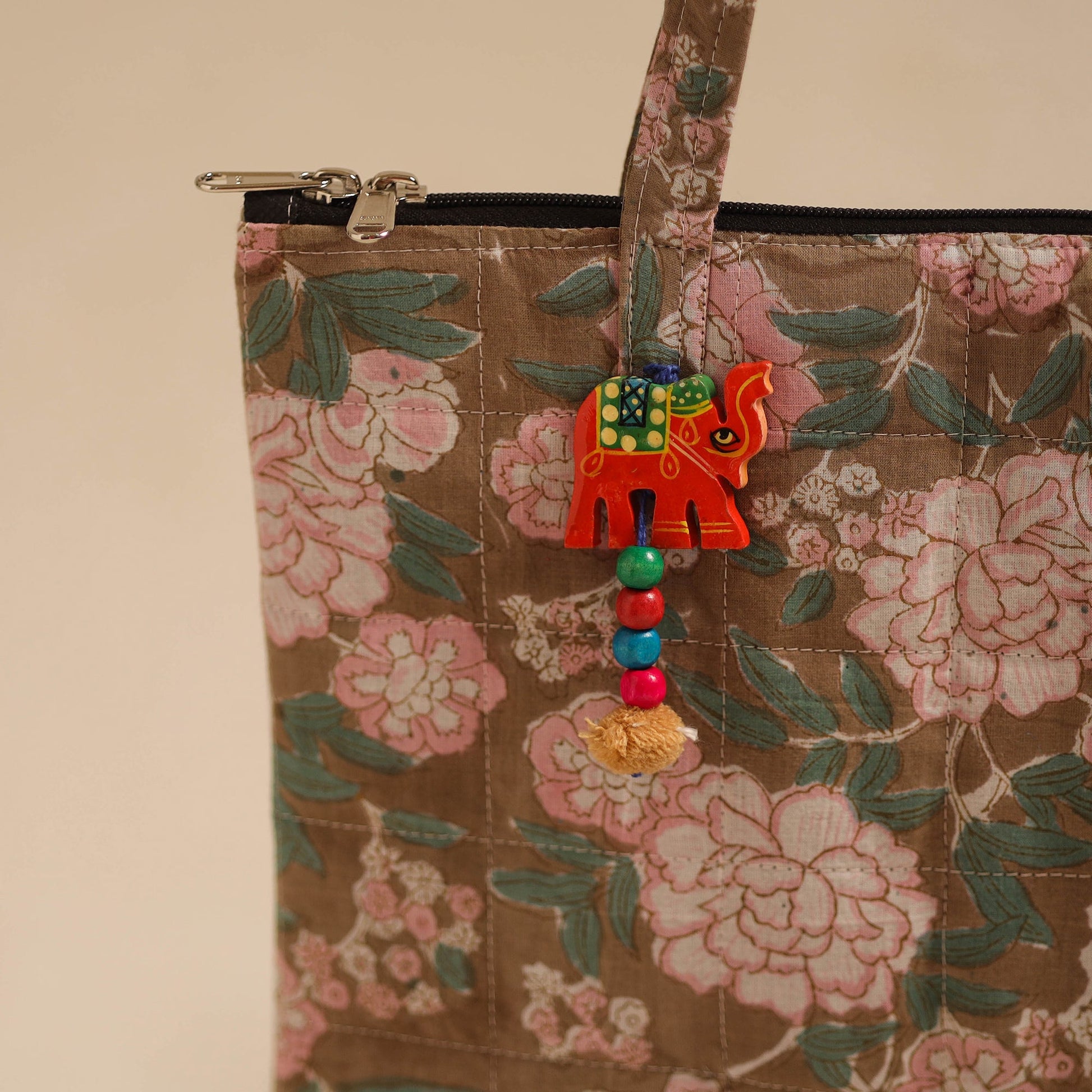 Brown - Handcrafted Quilted Cotton Hand Bag 02