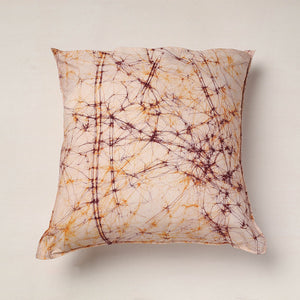 Beige - Hand Batik Printed Pure Cotton Cushion Cover (18 x 18 in)