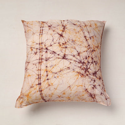 Beige - Hand Batik Printed Pure Cotton Cushion Cover (18 x 18 in)
