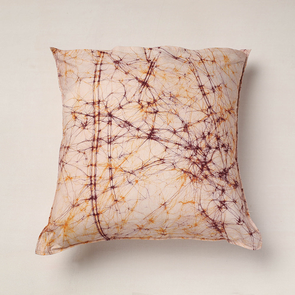 Beige - Hand Batik Printed Pure Cotton Cushion Cover (18 x 18 in)