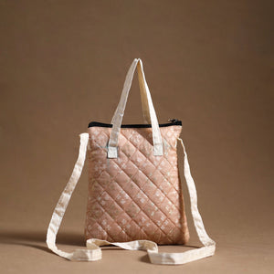 Beige - Handcrafted Quilted Silk Sling Bag 40