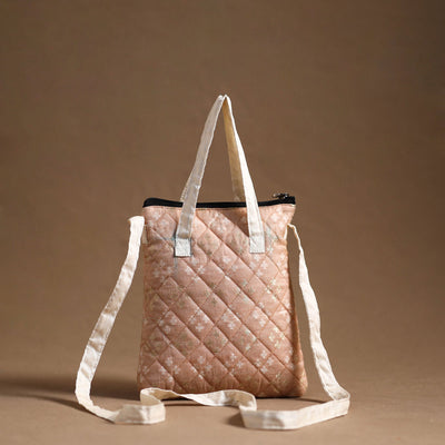 Beige - Handcrafted Quilted Silk Sling Bag 40