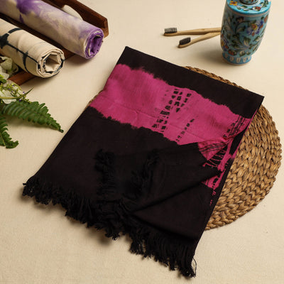 Black - Jhiri Handloom Shibori Tie-Dye Cotton Towel