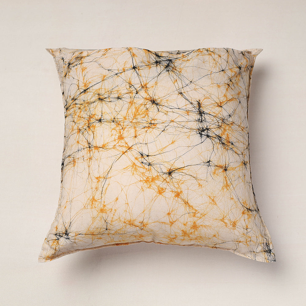 Beige - Hand Batik Printed Pure Cotton Cushion Cover (18 x 18 in)