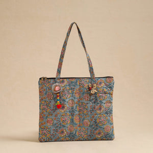 Blue - Handcrafted Quilted Cotton Hand Bag 08