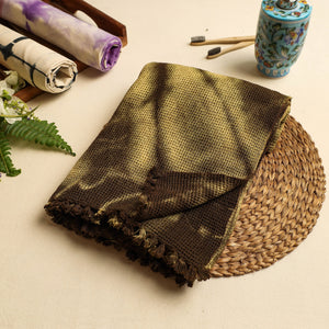 Brown - Pure Handloom Tie-Dye Cotton Towel & Napkin Set