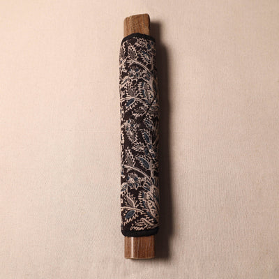 Black - Kalamkari Block Printed Fridge Cover with Handle Cover 01