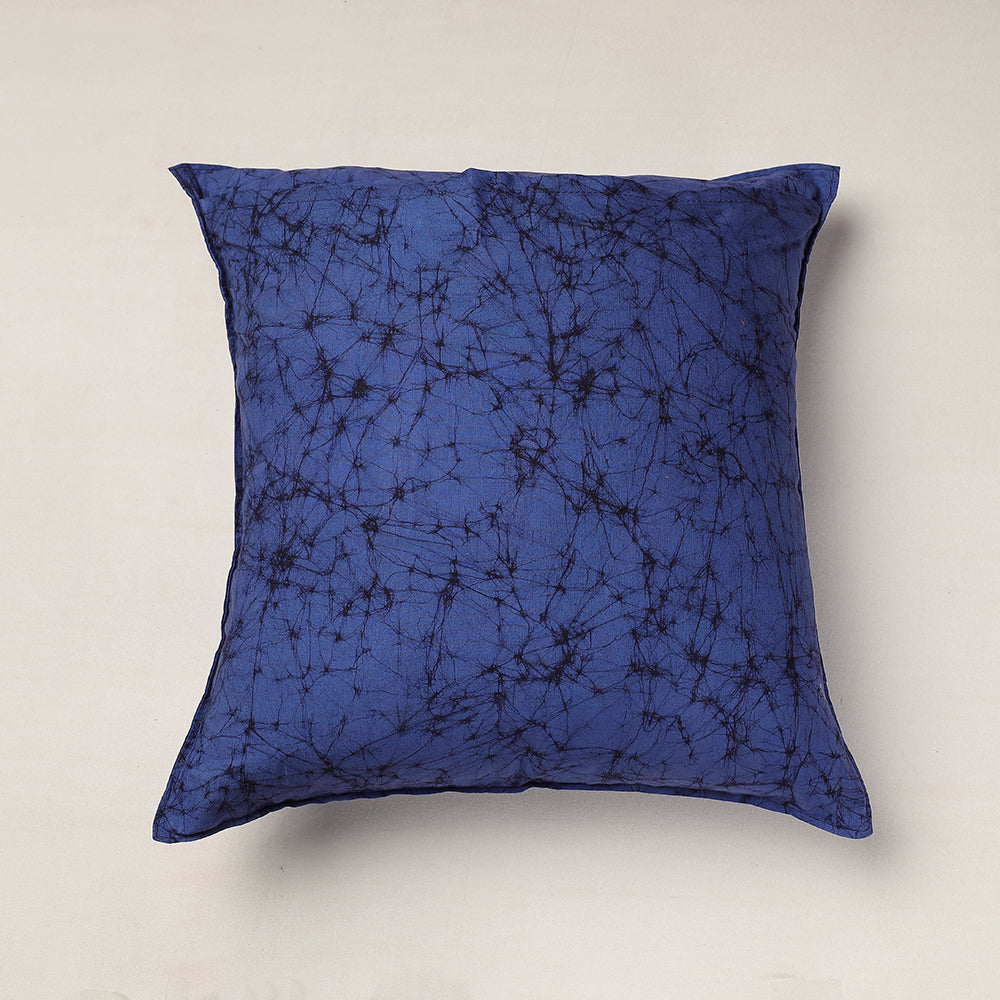Blue - Hand Batik Printed Pure Cotton Cushion Cover (18 x 18 in)