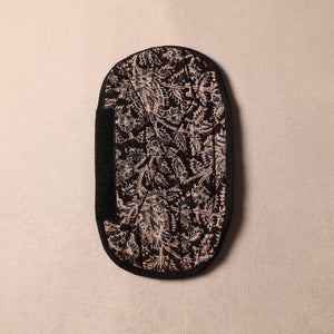 Black - Kalamkari Block Printed Fridge Cover with Handle Cover 01