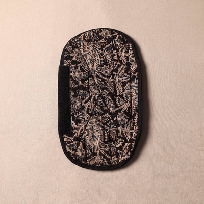 Black - Kalamkari Block Printed Fridge Cover with Handle Cover 01