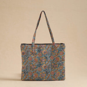 Blue - Handcrafted Quilted Cotton Hand Bag 08