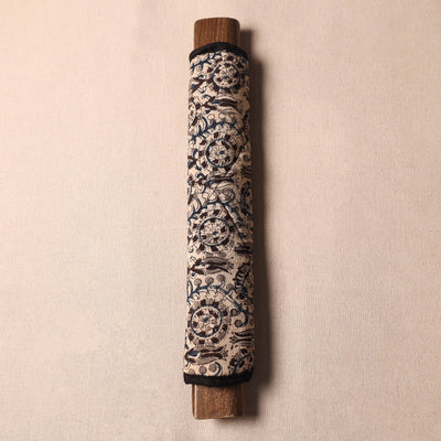 Beige - Kalamkari Block Printed Fridge Cover with Handle Cover 03