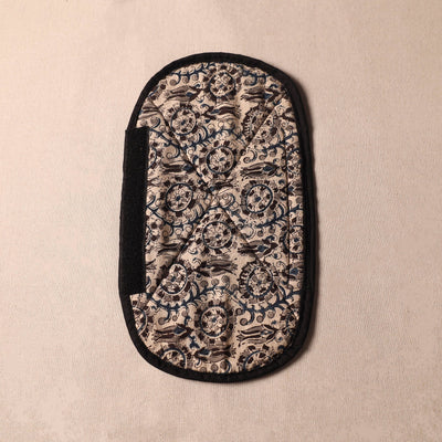 Beige - Kalamkari Block Printed Fridge Cover with Handle Cover 03