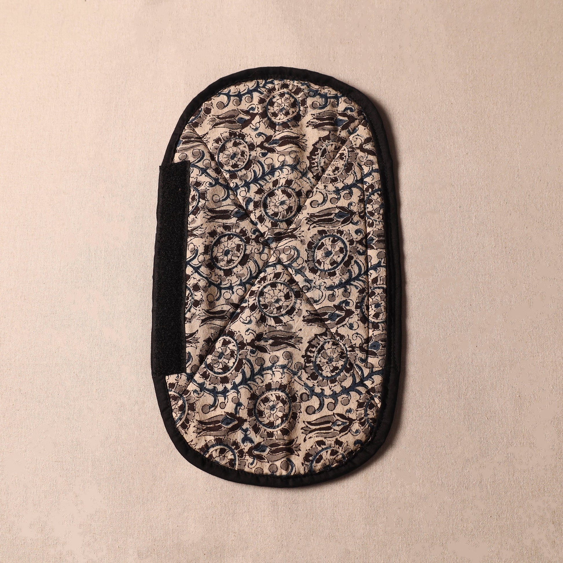 Beige - Kalamkari Block Printed Fridge Cover with Handle Cover 03
