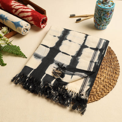 Black - Shibori Tie-dye Cotton Bath Towel