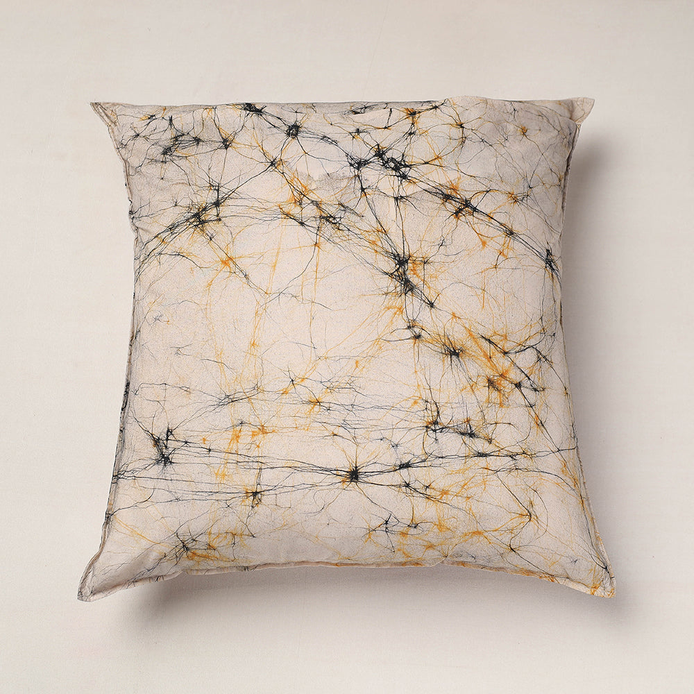 Beige - Hand Batik Printed Pure Cotton Cushion Cover (18 x 18 in)