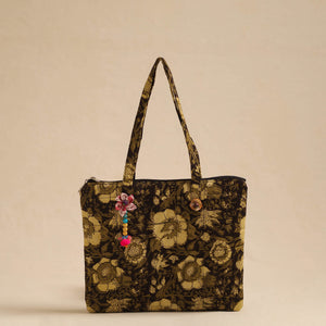 Black - Handcrafted Quilted Cotton Hand Bag 10