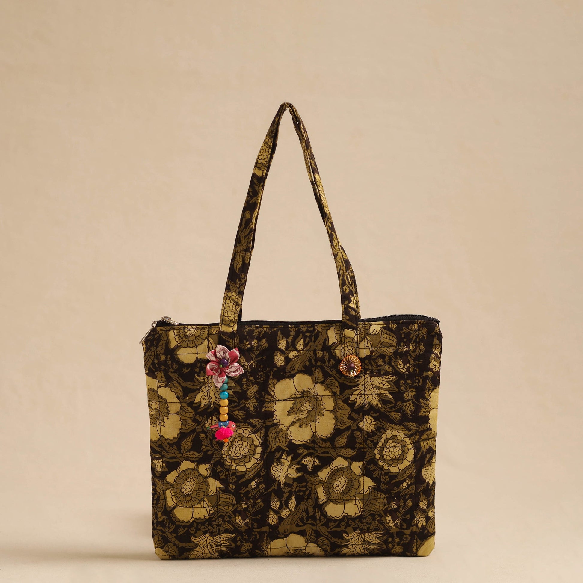 Black - Handcrafted Quilted Cotton Hand Bag 10