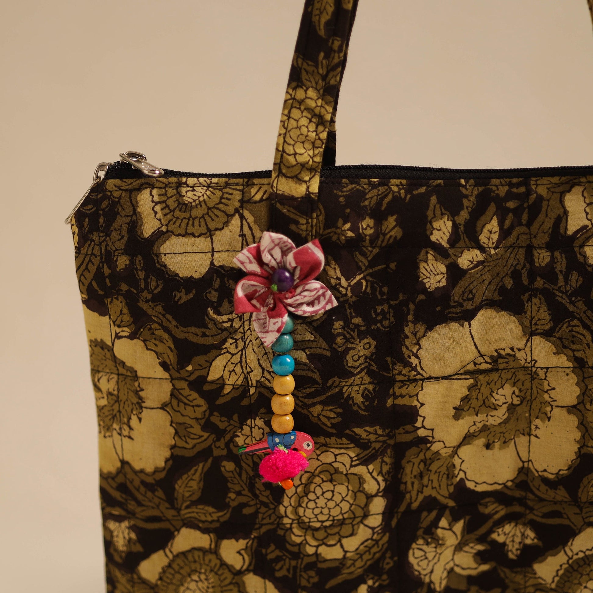 Black - Handcrafted Quilted Cotton Hand Bag 10