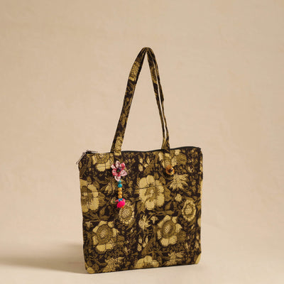 Black - Handcrafted Quilted Cotton Hand Bag 10