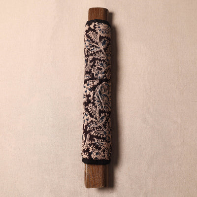 Black - Kalamkari Block Printed Fridge Cover with Handle Cover 05