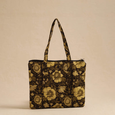 Black - Handcrafted Quilted Cotton Hand Bag 10