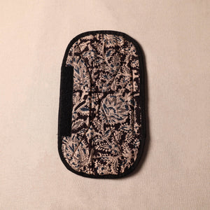 Black - Kalamkari Block Printed Fridge Cover with Handle Cover 05