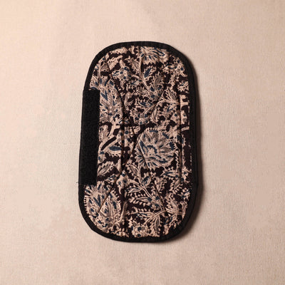 Black - Kalamkari Block Printed Fridge Cover with Handle Cover 05