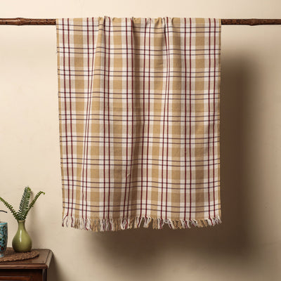 Brown - Honeycomb Handloom Cotton Bath Towel From Dehradun