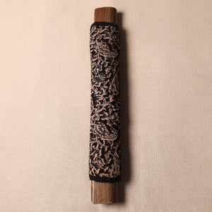 Black - Kalamkari Block Printed Fridge Cover with Handle Cover 07