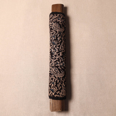 Black - Kalamkari Block Printed Fridge Cover with Handle Cover 07