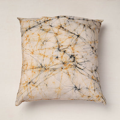 Beige - Hand Batik Printed Pure Cotton Cushion Cover (18 x 18 in)