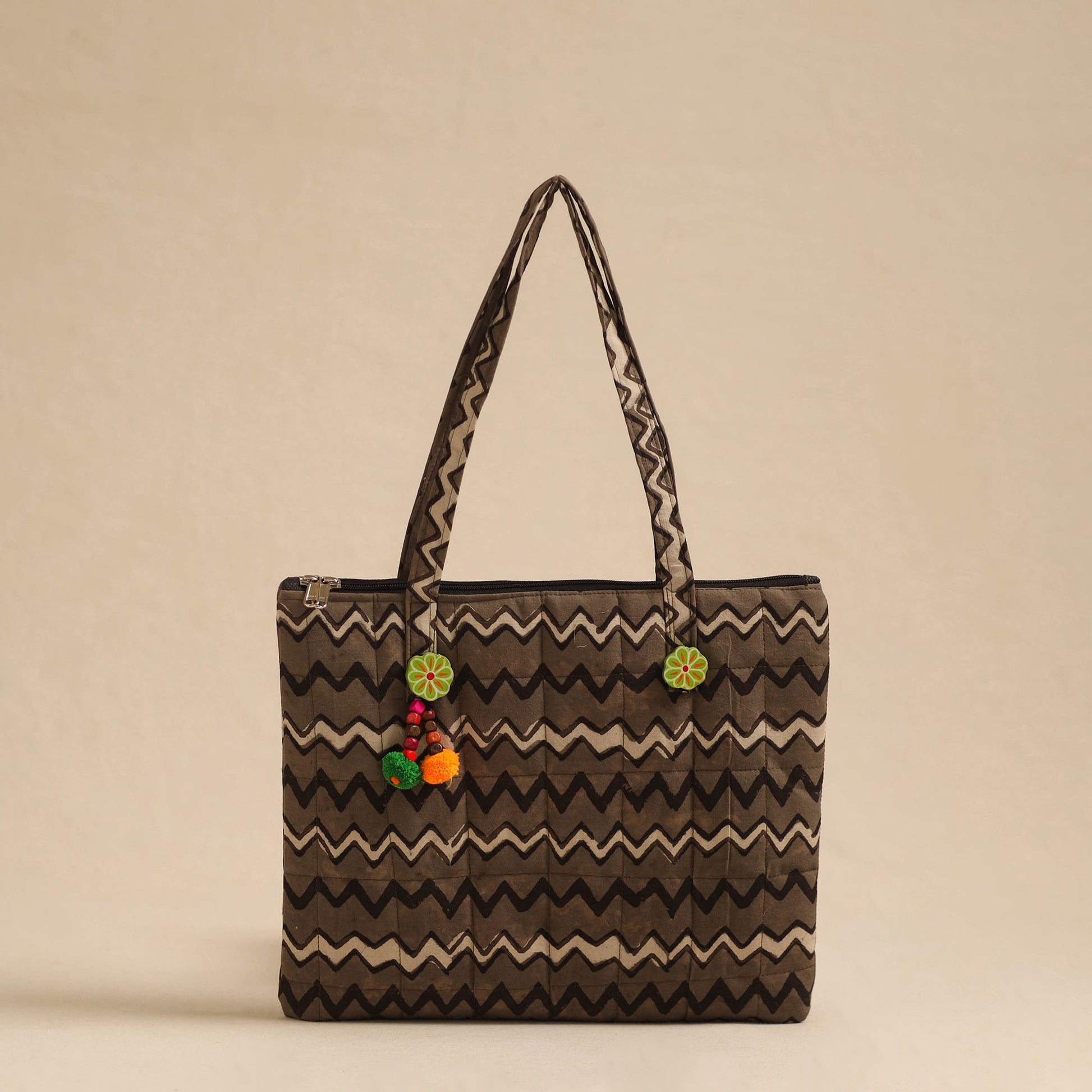 Brown - Handcrafted Quilted Cotton Hand Bag 12