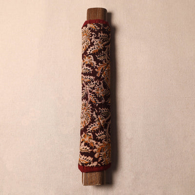Brown - Kalamkari Block Printed Fridge Cover with Handle Cover 08