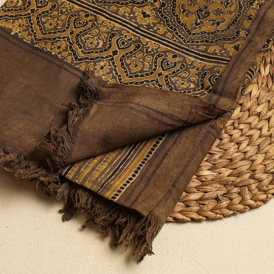 Brown - Block Print Cotton Ajrakh Handloom Towel