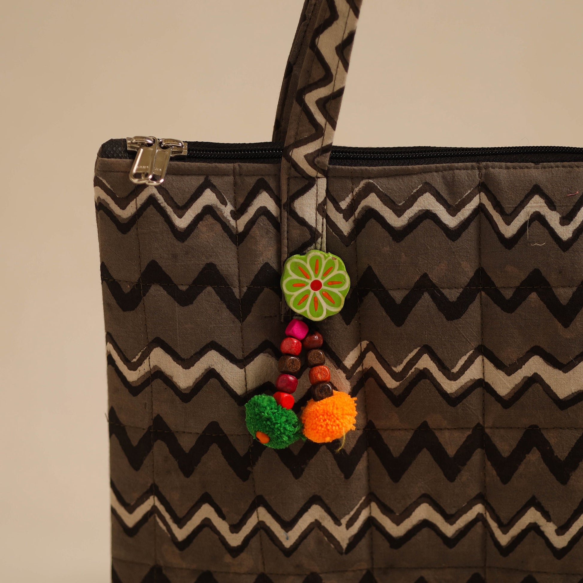 Brown - Handcrafted Quilted Cotton Hand Bag 12