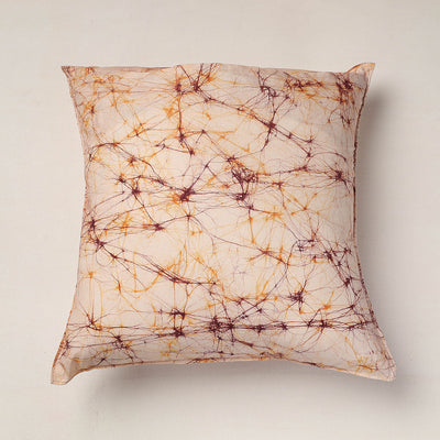 Beige - Hand Batik Printed Pure Cotton Cushion Cover (18 x 18 in)