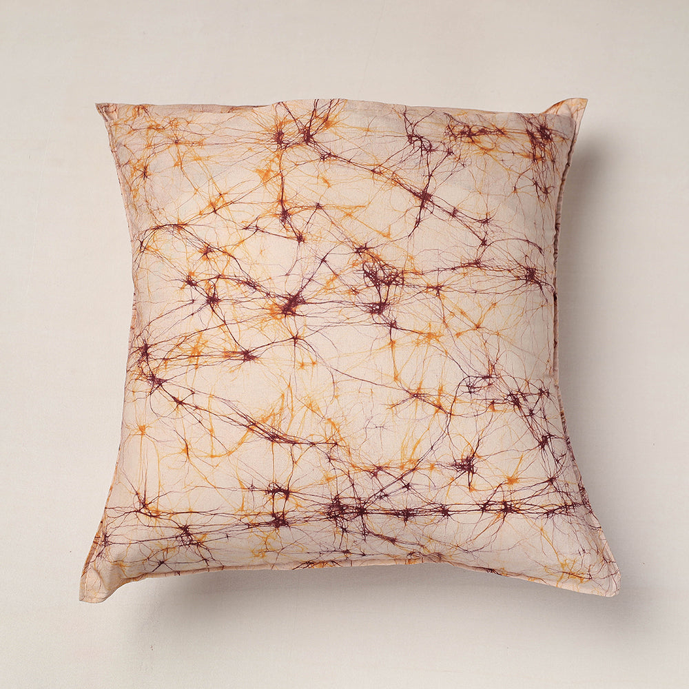 Beige - Hand Batik Printed Pure Cotton Cushion Cover (18 x 18 in)